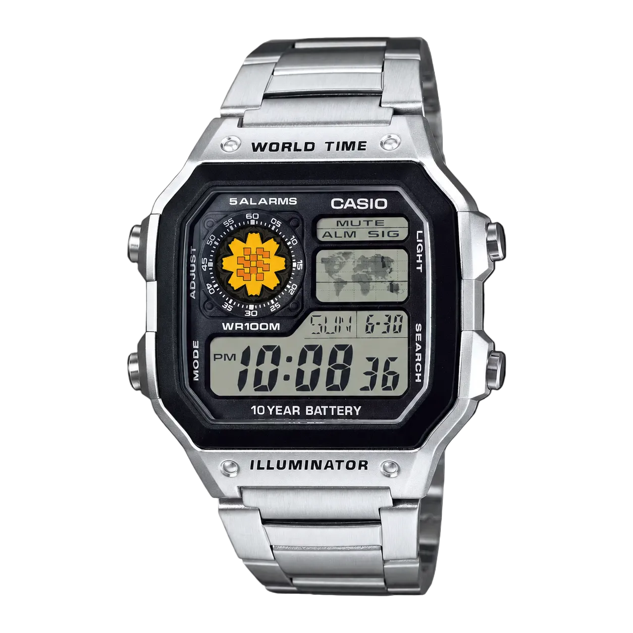 Casio Customized Al Arfaj Flower Edition Silver Watch- AE-1200WHD