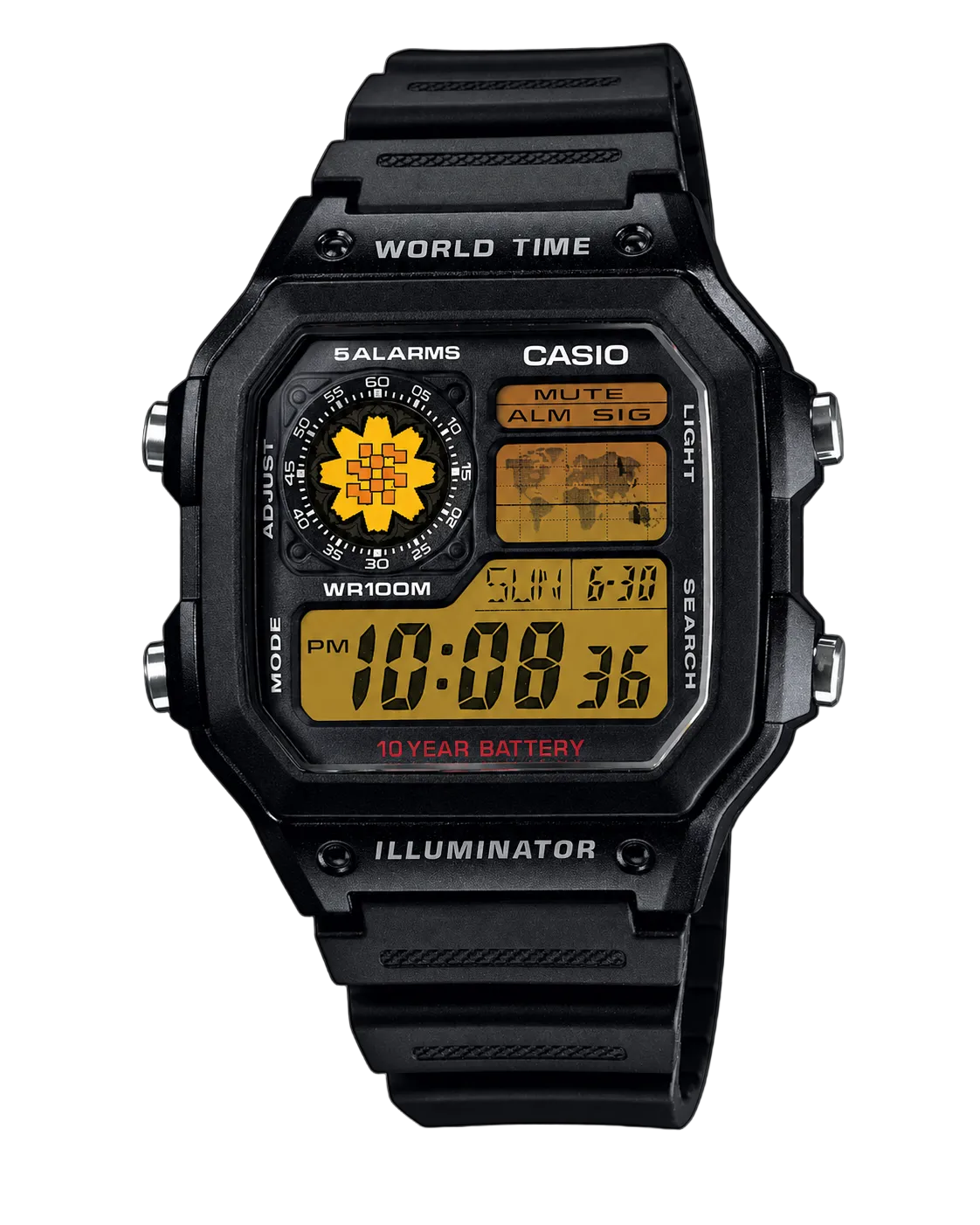 Casio Customized Al Arfaj Flower Edition Black Watch 2 - AE-1200WH-1AV