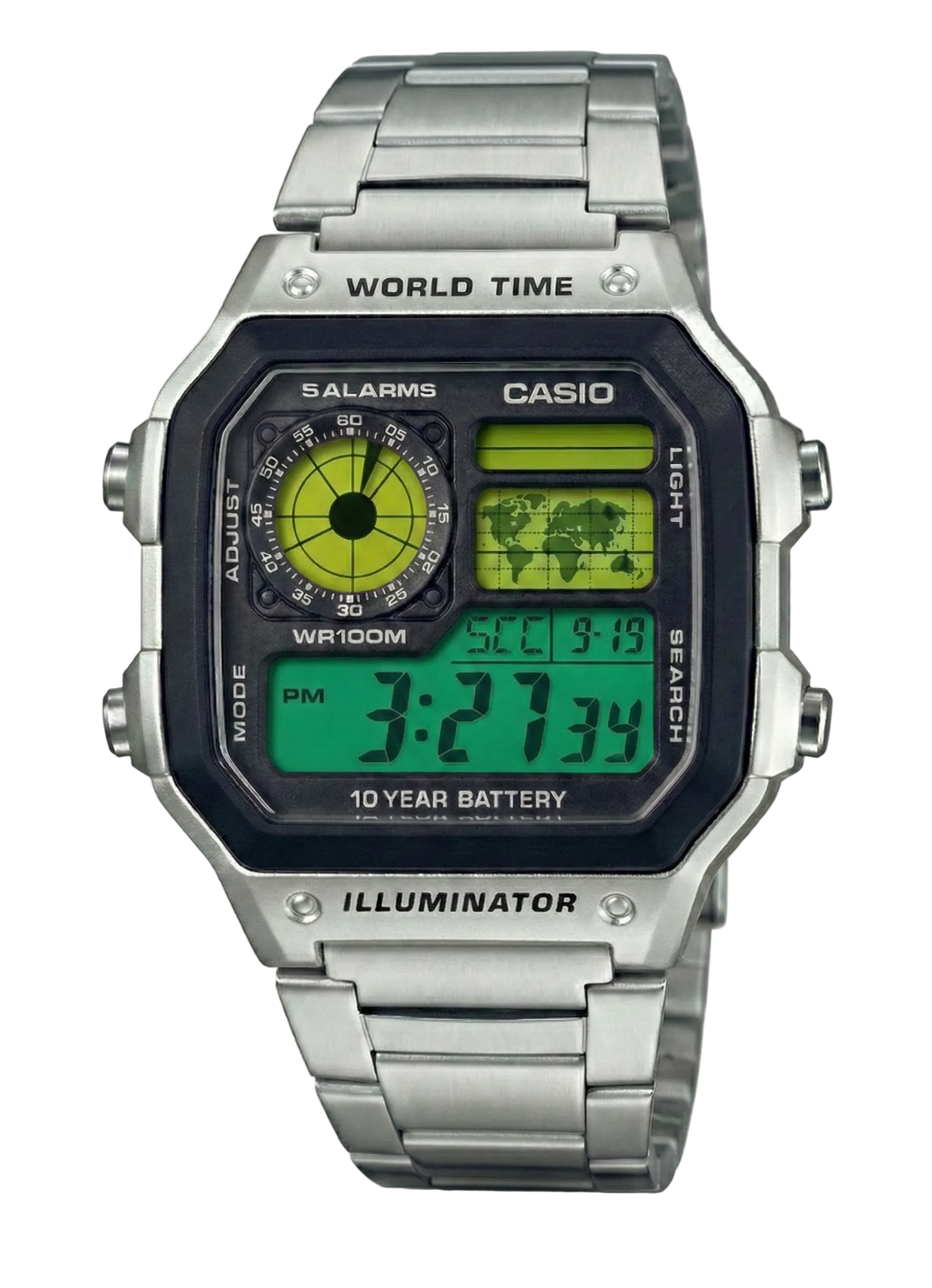 ساعة كاسيو رويال بلون أخضر وأصفر قابلة للتخصيص