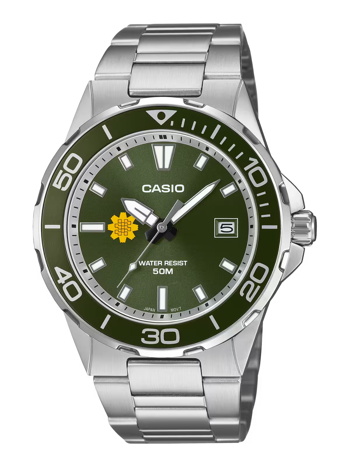 Casio Customized Al Arfaj Flower Edition Silver Watch- MTD-145D-3AVDF