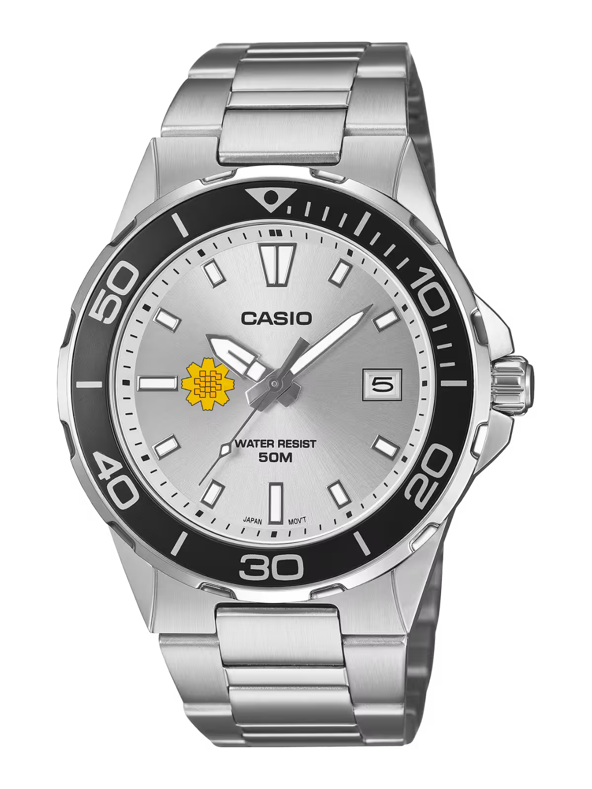 Casio Customized Al Arfaj Flower Edition Silver Watch- MTD-145D-7AVDF