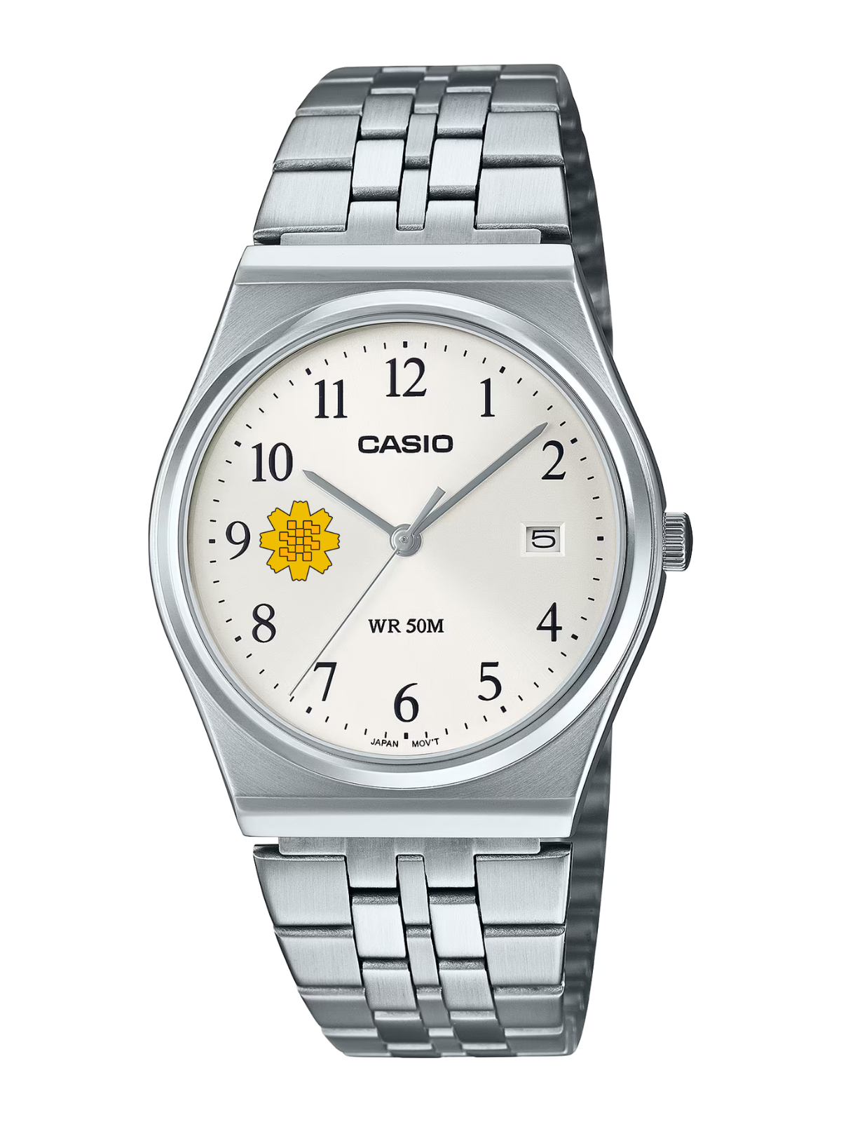 Casio Customized Al Arfaj Flower Edition Silver Watch- MTP-B145D-7BV