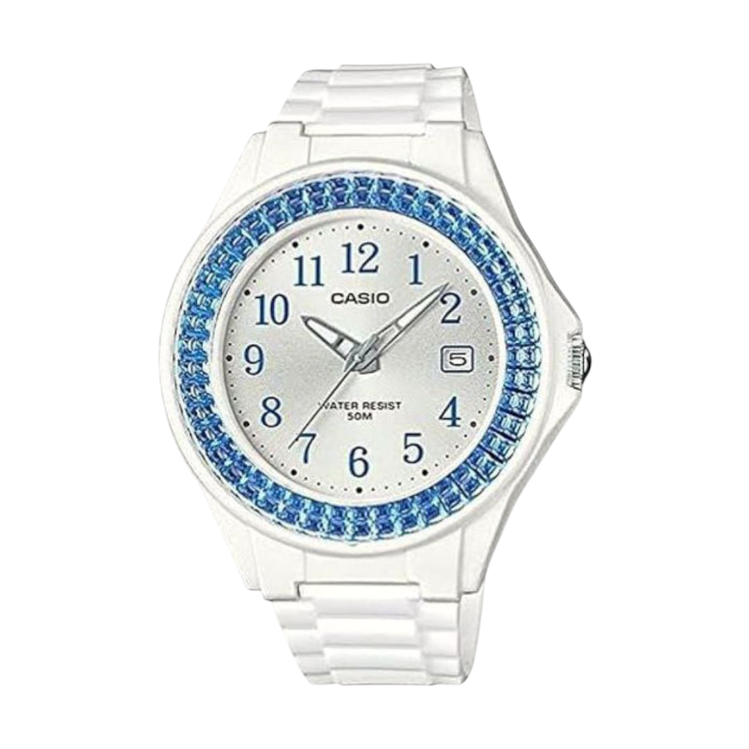 Casio Blue Analog Watch with white bands with Water Resistance LX-500H-2B