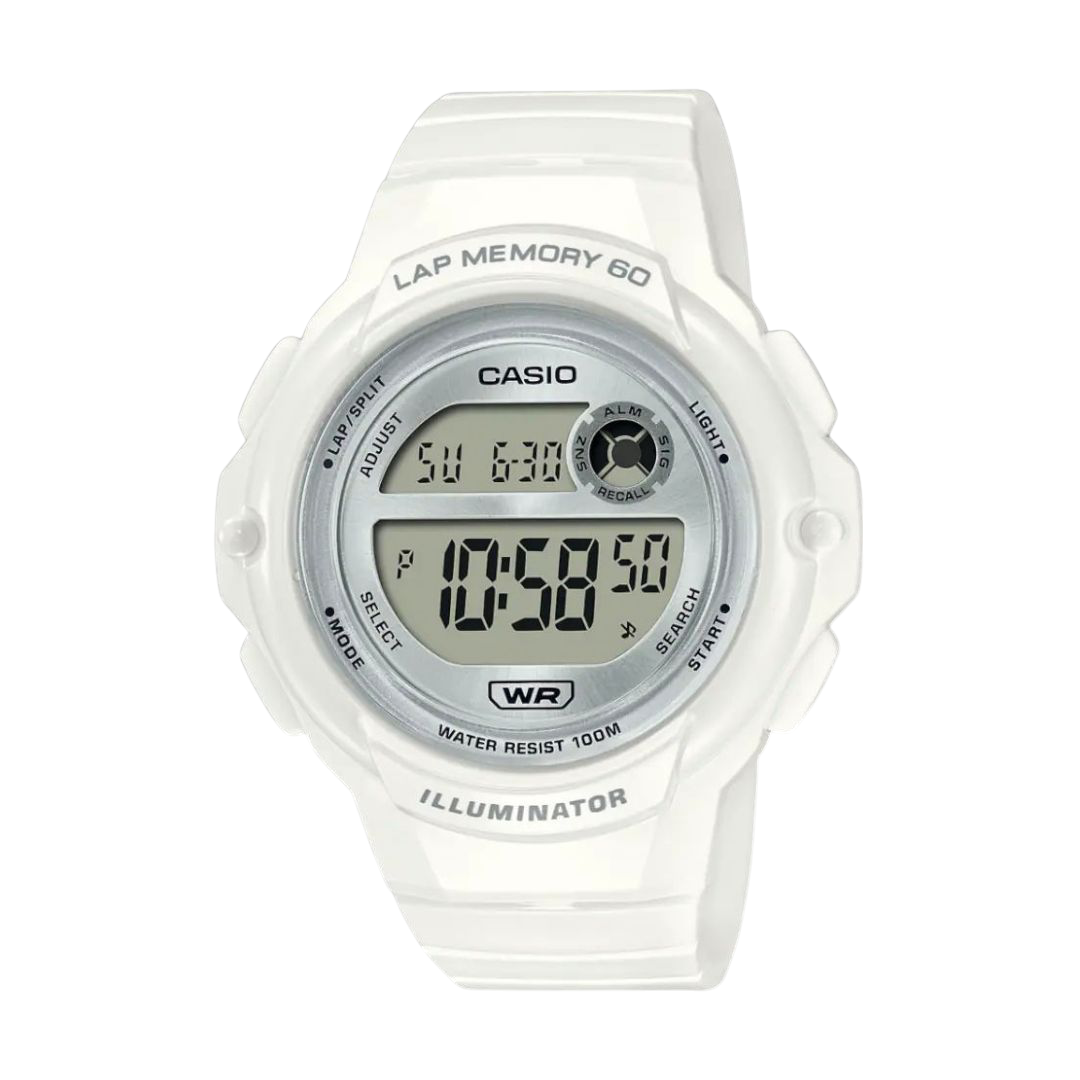 Casio White Digital Sports Watch with 10-Year Battery and Water Resistance LWS-1200H-7A1V