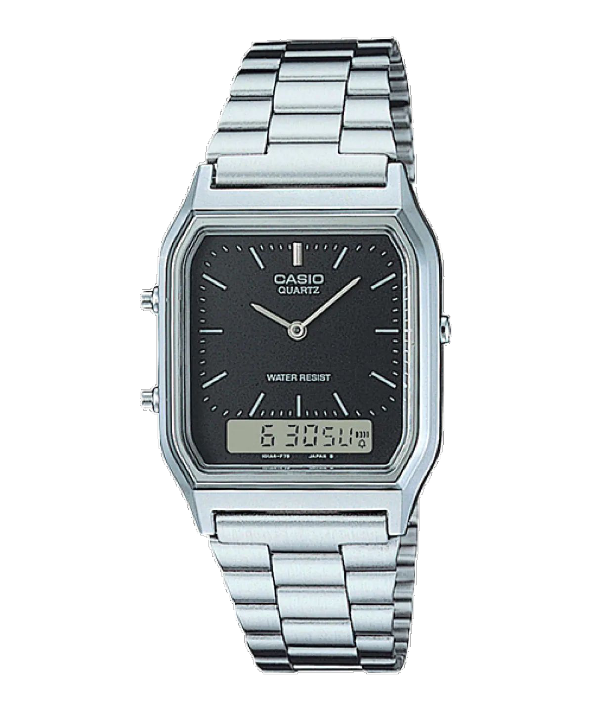 Casio Silver Digital-Analog Watch with Stainless Steel Band AQ-230A-1DMQ
