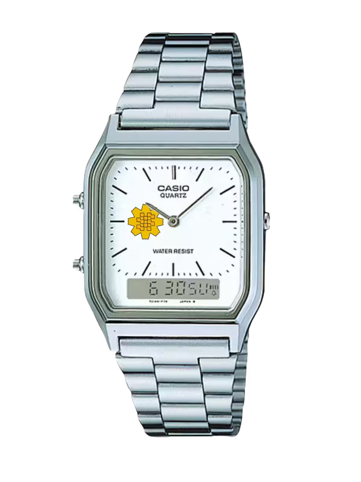 Casio Customized Al Arfaj Flower Edition Silver Watch- AQ-230A-7DMQ