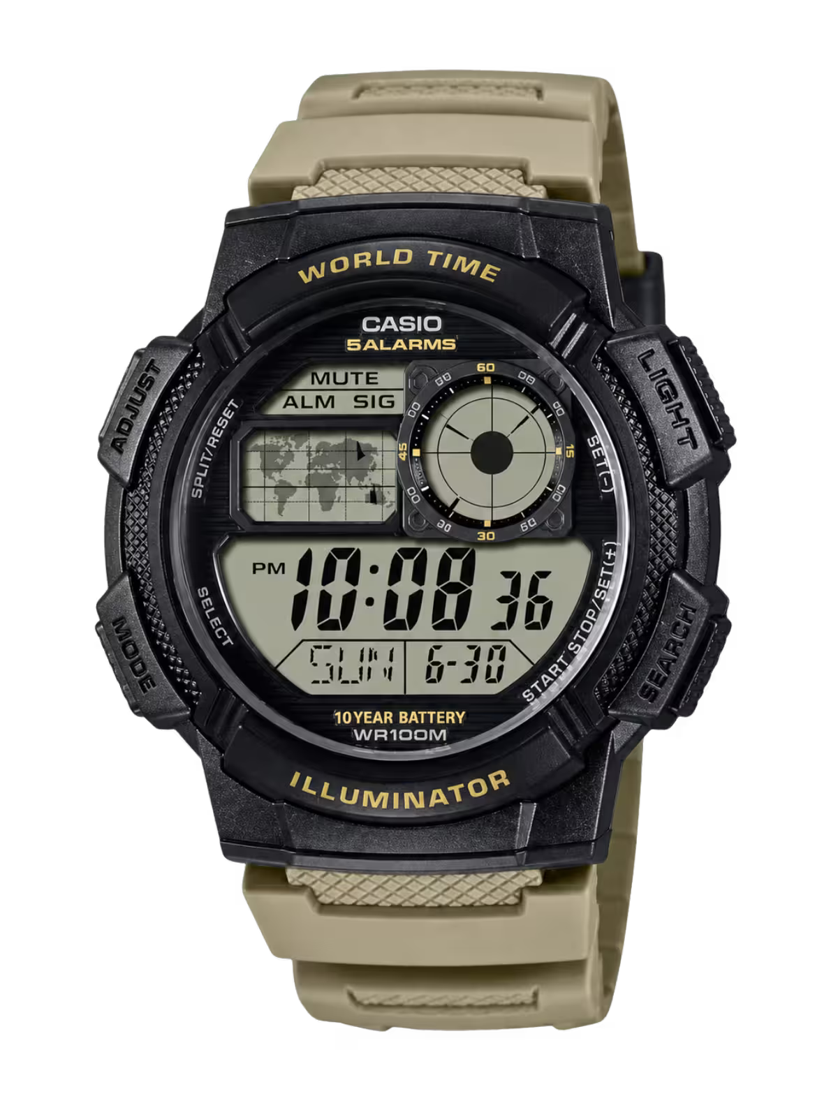 Casio AE-1000W-5AV World Time Brown Digital Watch