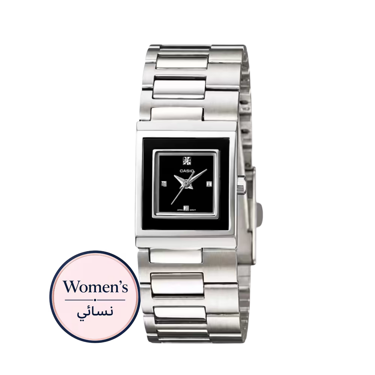 Casio LTP-1317D-1C Women's Black Dial Crystal Accent Silver Steel Watch