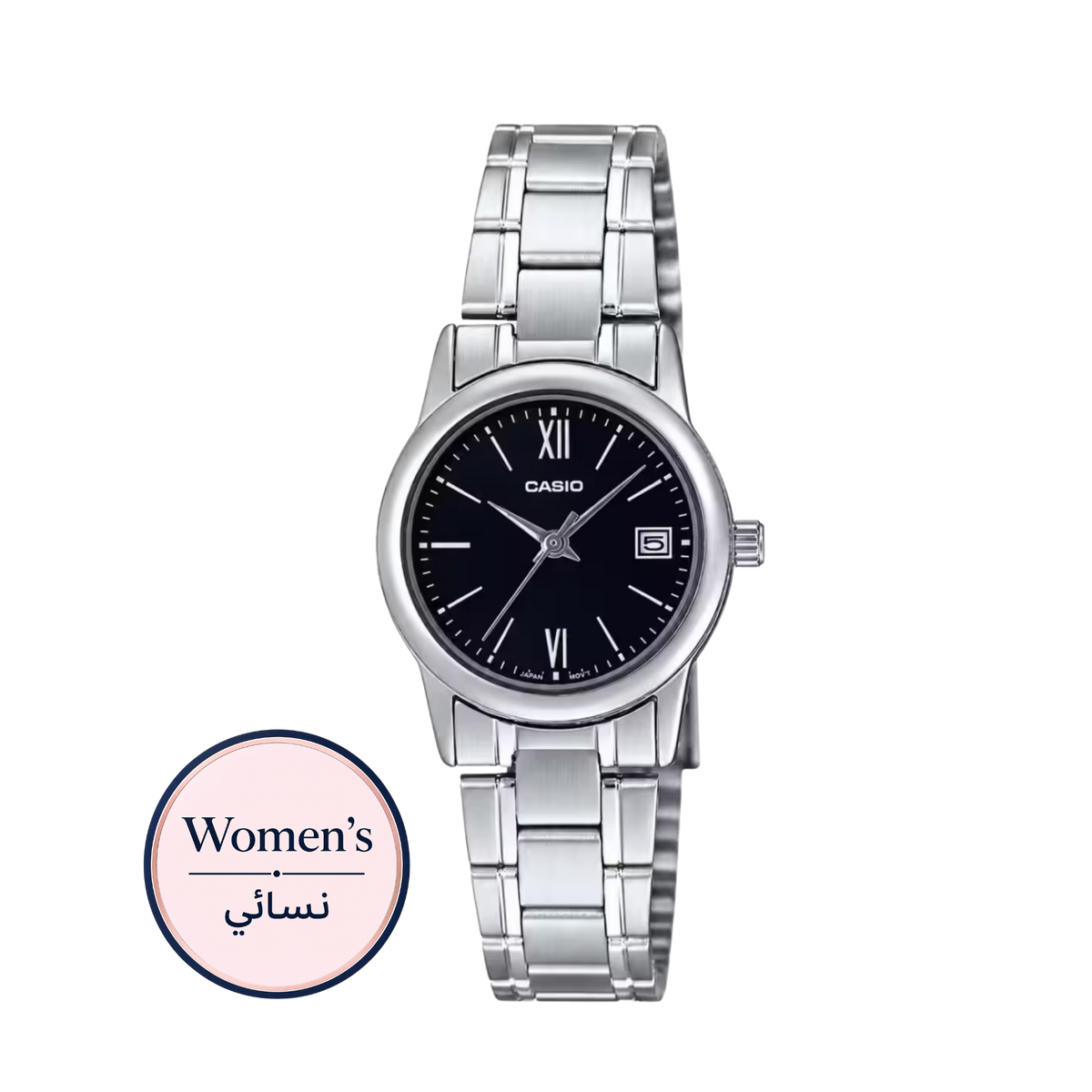 Casio LTP-V002D-1B3UDF Women's Black Dial Silver Stainless Steel Watch