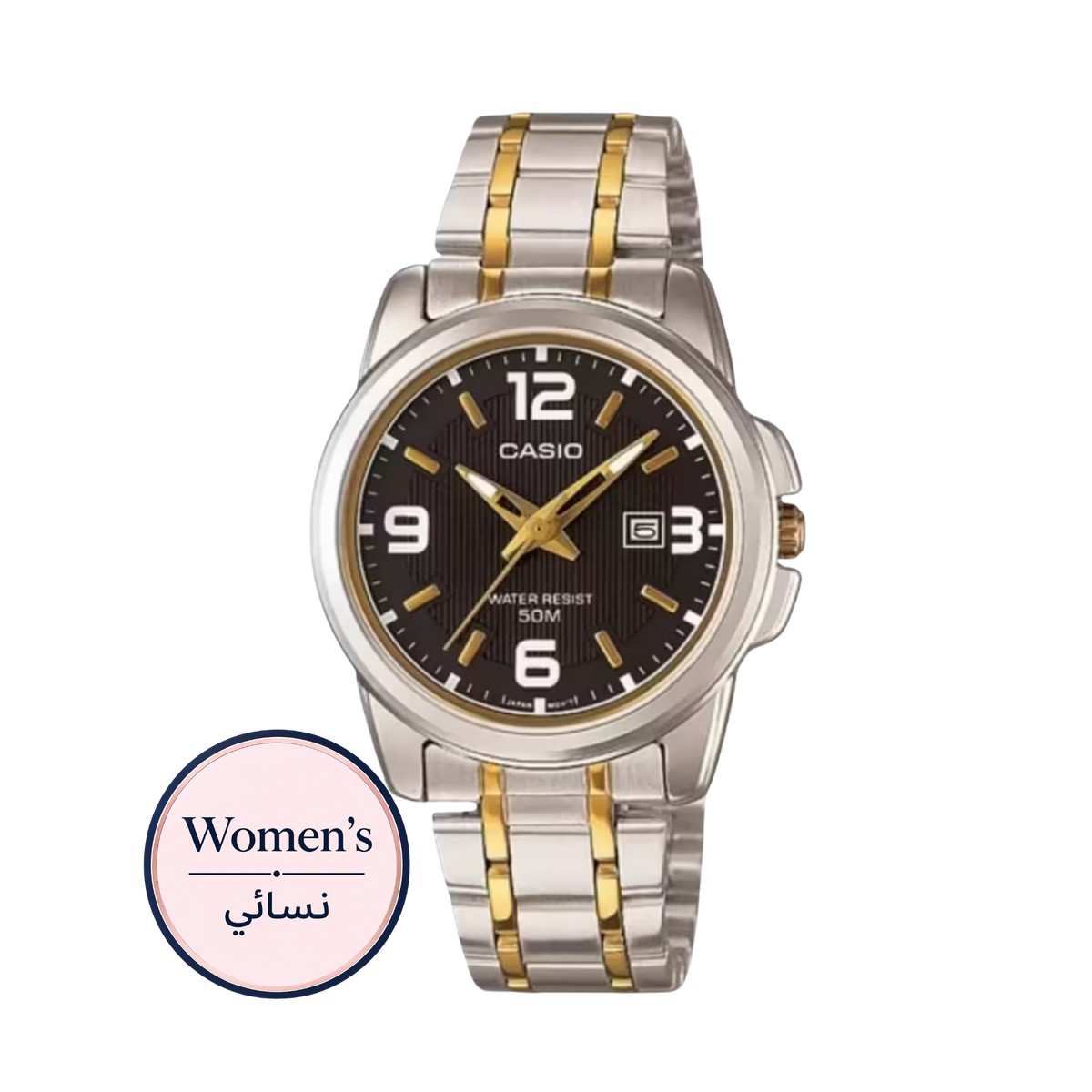 Casio LTP-1314SG-1AV Women's Black Dial Two-Tone Stainless Steel Watch