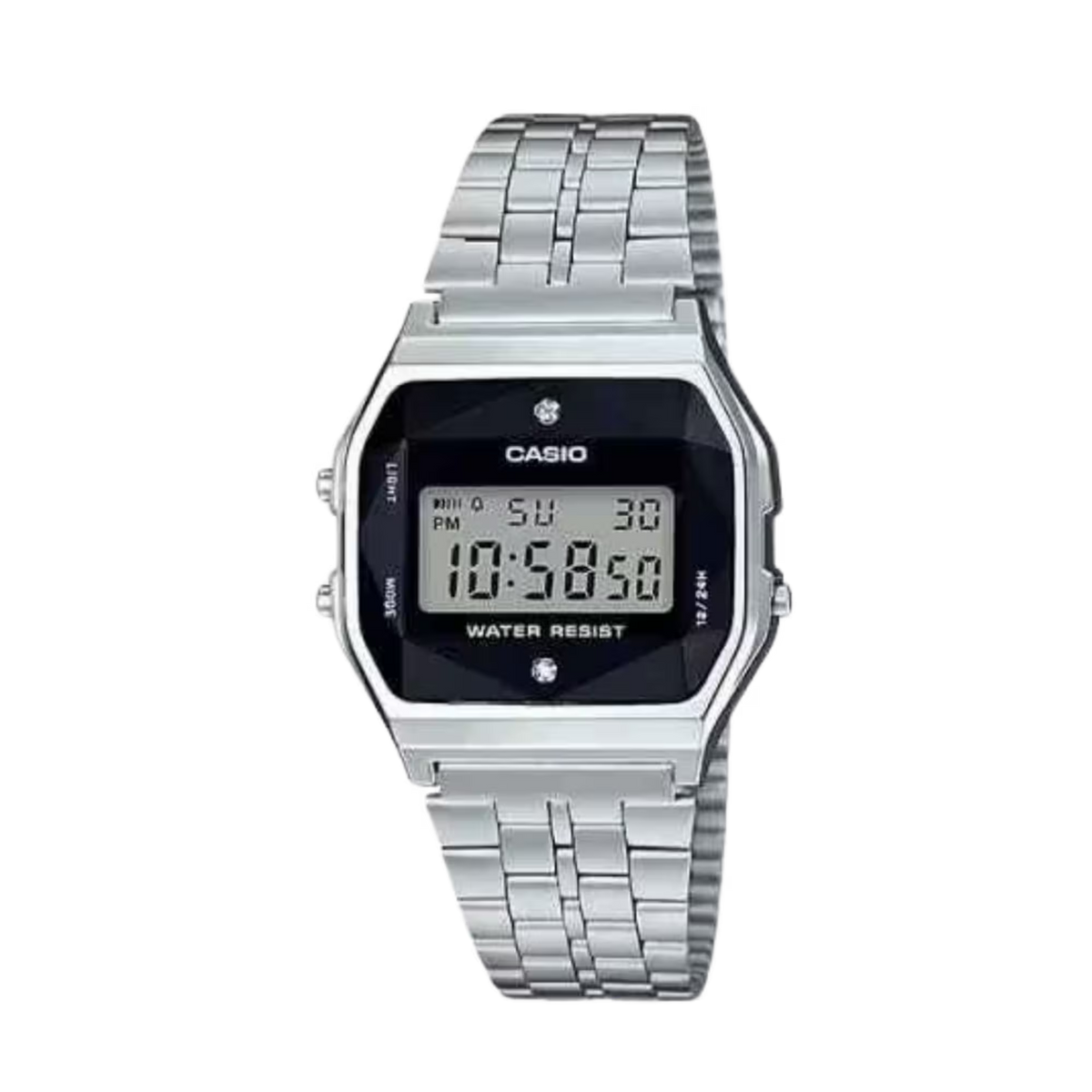 Casio A159WAD-1 Digital Watch with Natural Diamonds