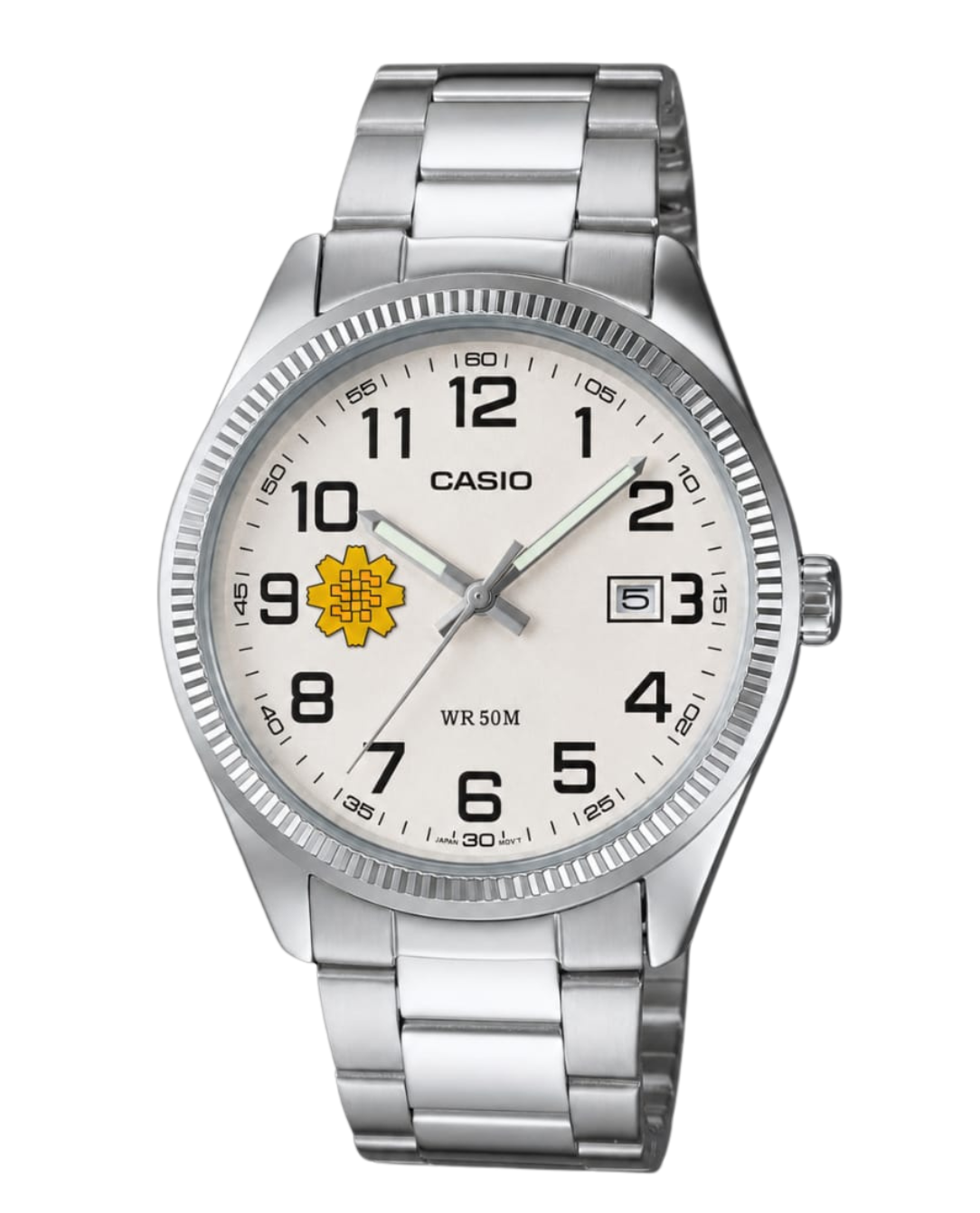 Casio Customized Al Arfaj Flower Edition Silver Watch- MTP-1302D-7B