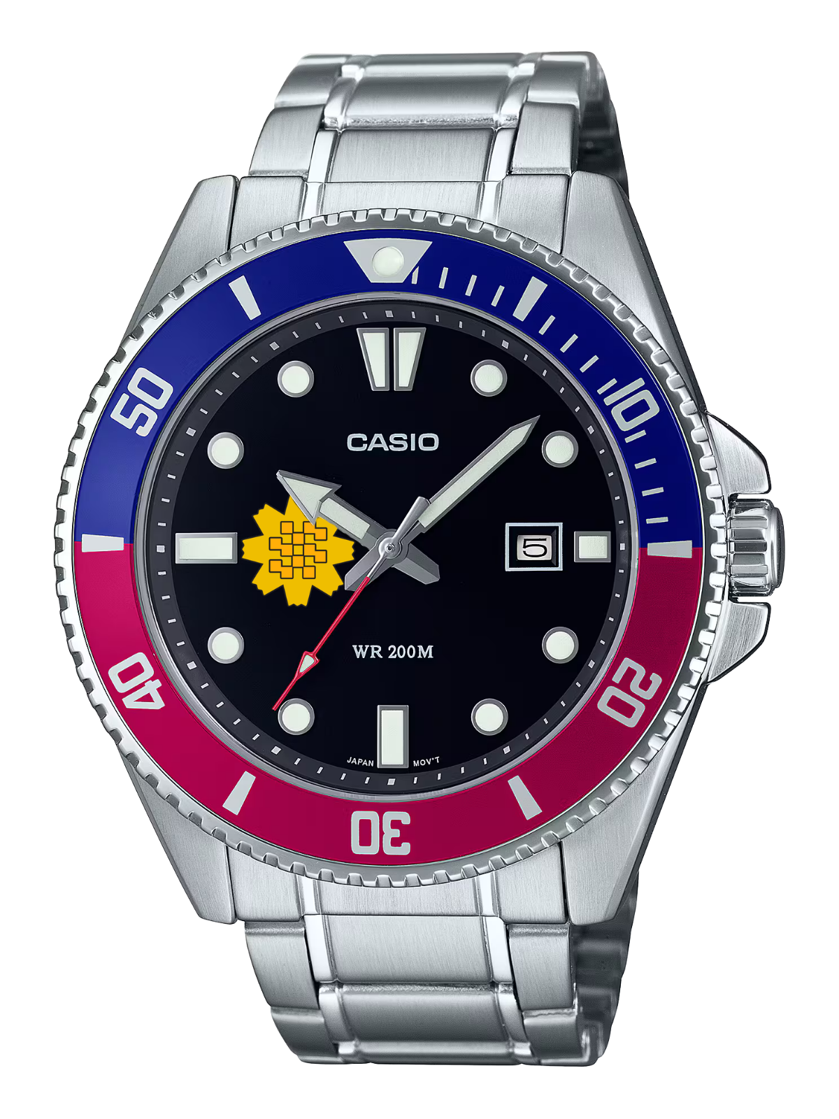 Casio Customized Al Arfaj Flower Edition Silver Watch- MDV-107D-1A3V