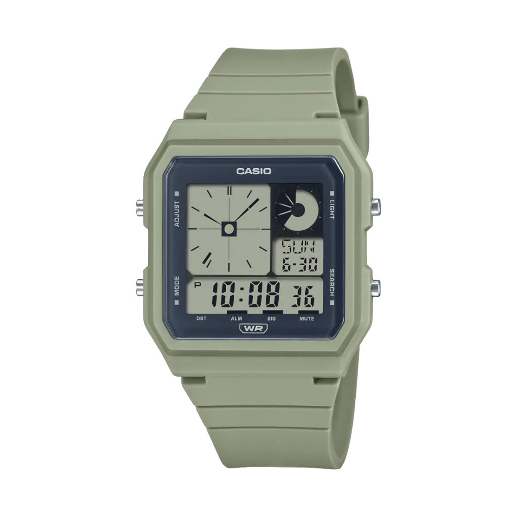 Casio digital resin strap watch with green dial LF-20W-3ADF