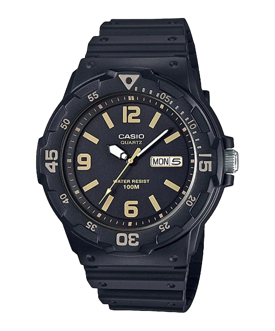 Casio analog watch with black resin band and luminous markers MRW-200H-1B3VDF
