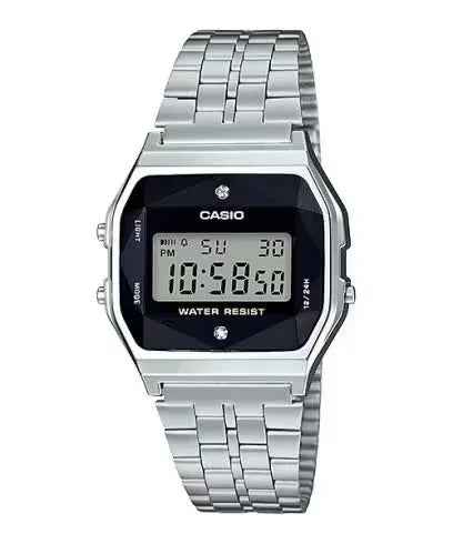 Casio A159WAD-1 Digital Watch with Natural Diamonds