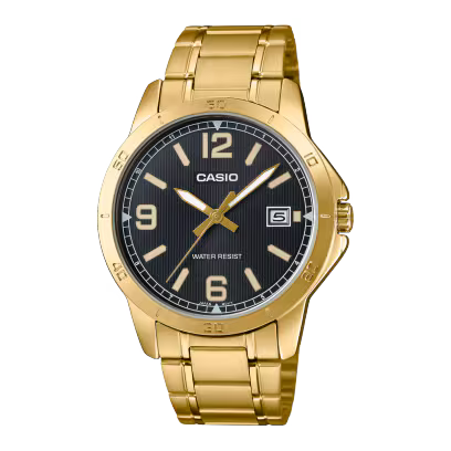 Casio MTP-V004G-1B Gold Stainless Steel Black Dial Watch