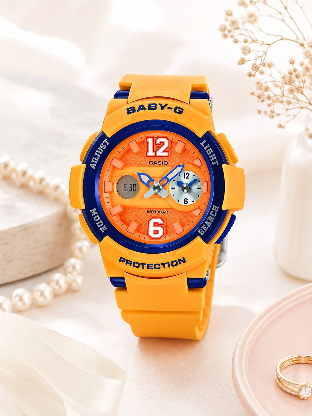 ساعة يد نسائية صفراء Baby-G BGA-210-4BDR