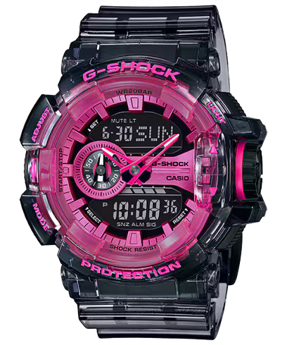 ساعة كاسيو جي-شوك GA-400 سكيلتون باللونين الأسود والوردي – GA-400SK-1A4