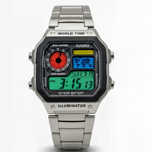 Casio Royale Green-Blue Color Customized Watch