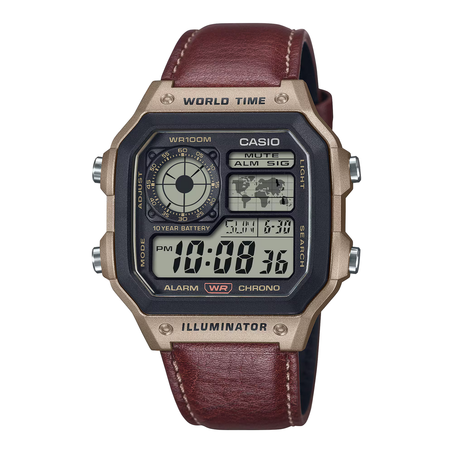 Casio World Time Digital Leather Strap Retro Watch – AE-1200WHL-5AVDF