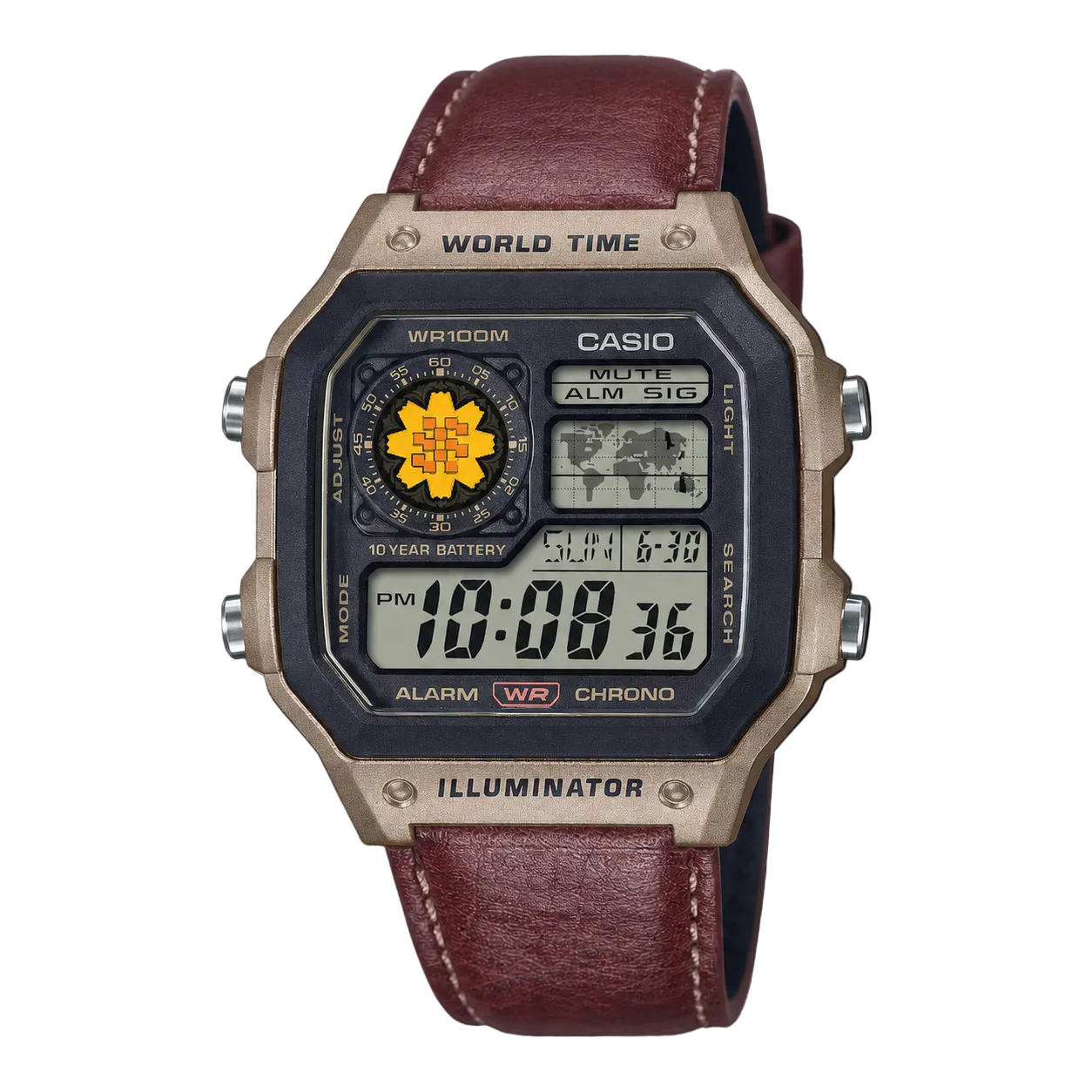 Casio Customized Al Arfaj Flower Edition Brown Watch- AE-1200WHL