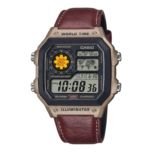 Casio Customized Al Arfaj Flower Edition Brown Watch- AE-1200WHL