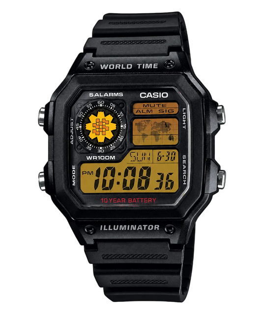 Casio Customized Al Arfaj Flower Edition Black Watch 2 - AE-1200WH-1AV