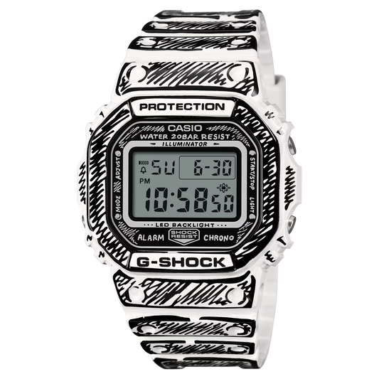 ساعة جي-شوك DW-5600JV-7DR بيضاء إصدار خاص