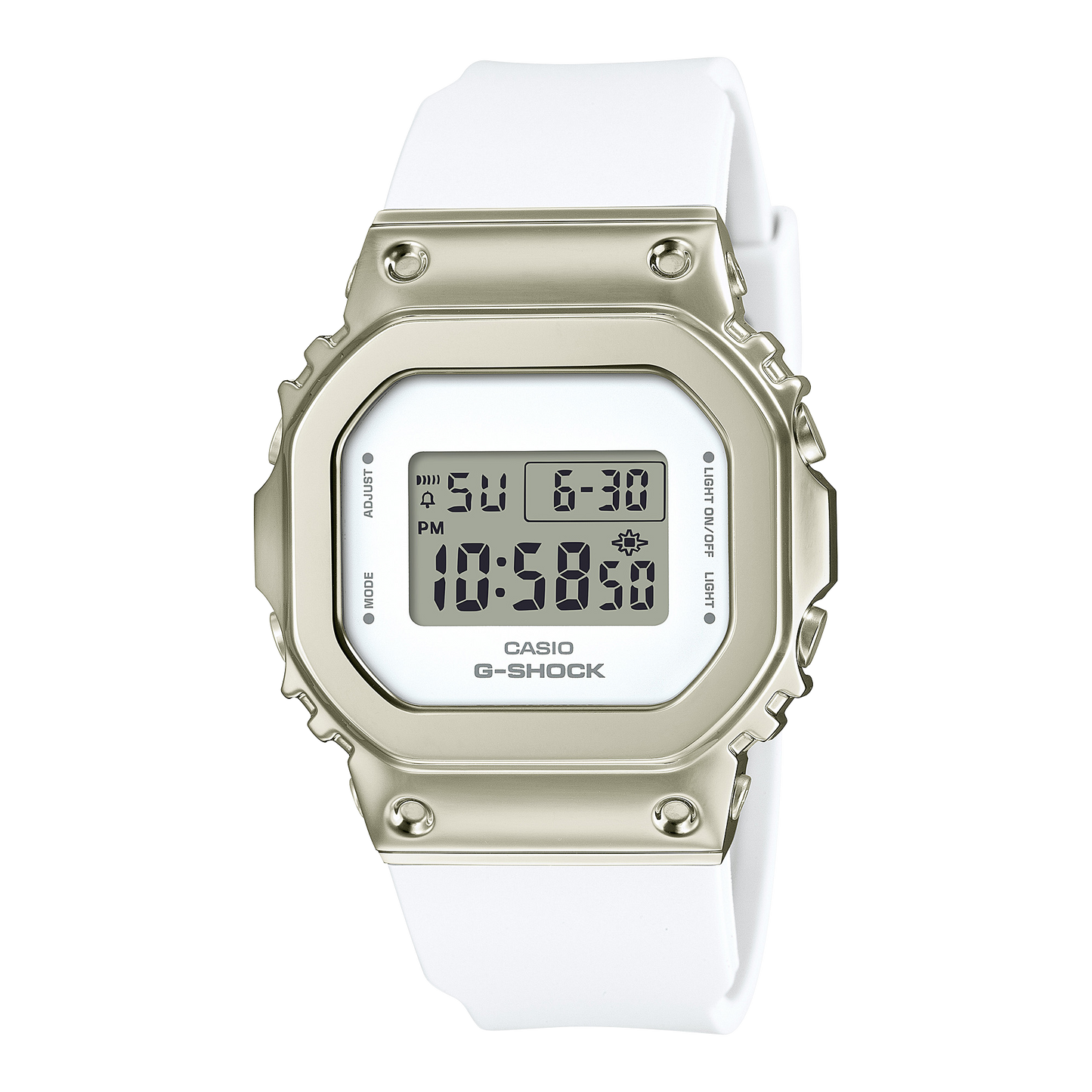 Casio White G‑Shock Metal‑Bezel Compact GM‑S5600G‑7DR