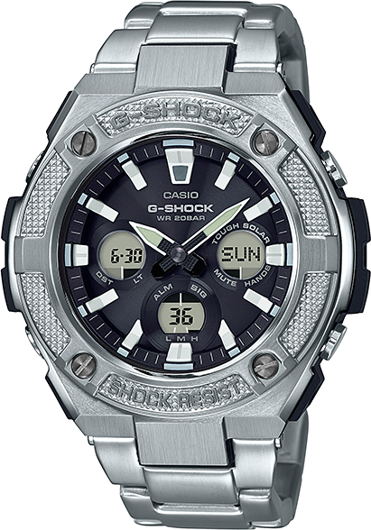 G-Shock GST-S330D-1A Solar Powered Black Steel Watch