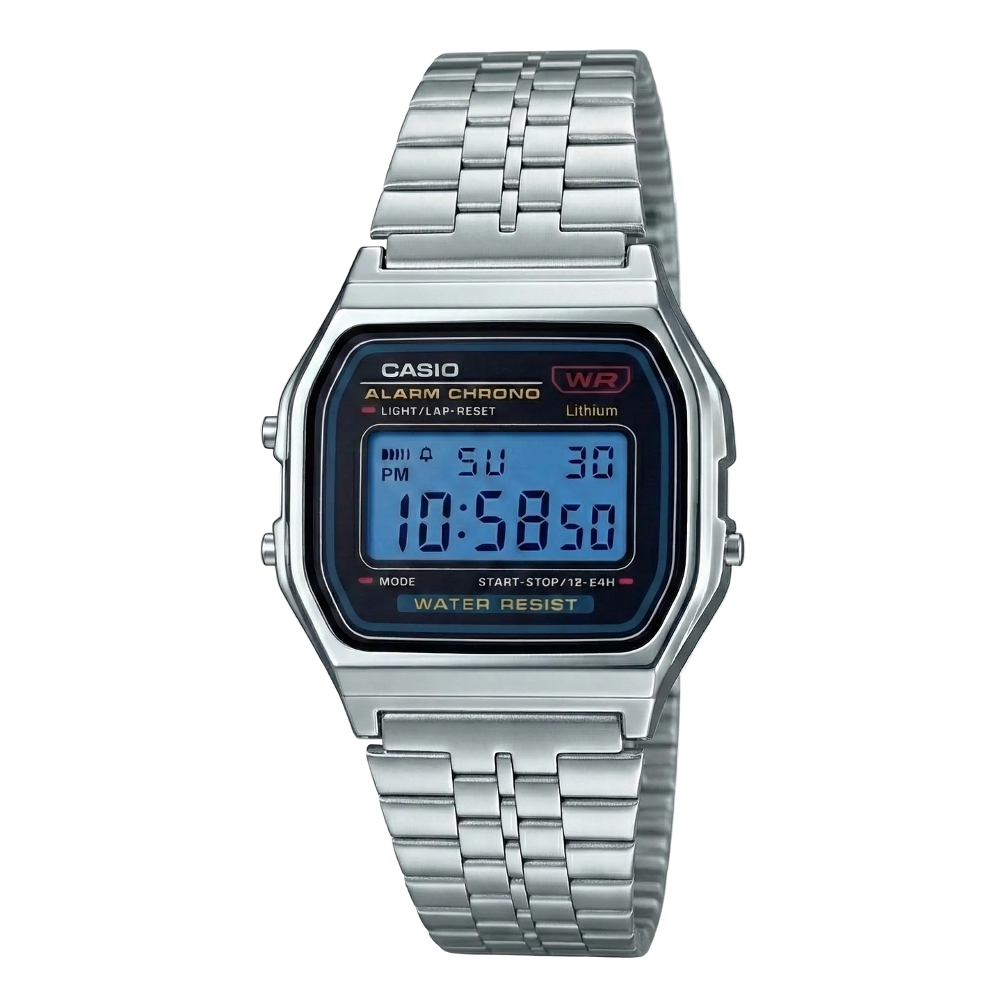 ساعة كاسيو الكلاسيكية A159 ذات المينا الزرقاء الرقمية القابلة للتخصيص – A159WA-N1DF