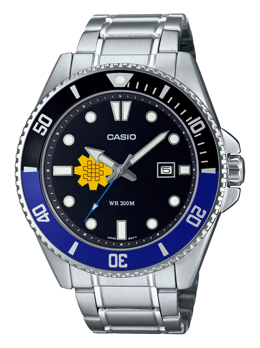 Casio Customized Al Arfaj Flower Edition Silver Watch- MDV-107D-1A2