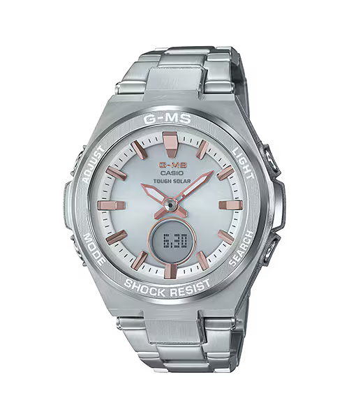 Baby-G MSG-S200D-7ADR Women’s Solar Silver Steel Watch