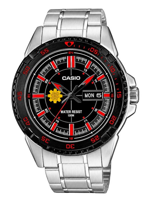 Casio Customized Al Arfaj Flower Edition Silver Watch- MTD-1078D-1A1V