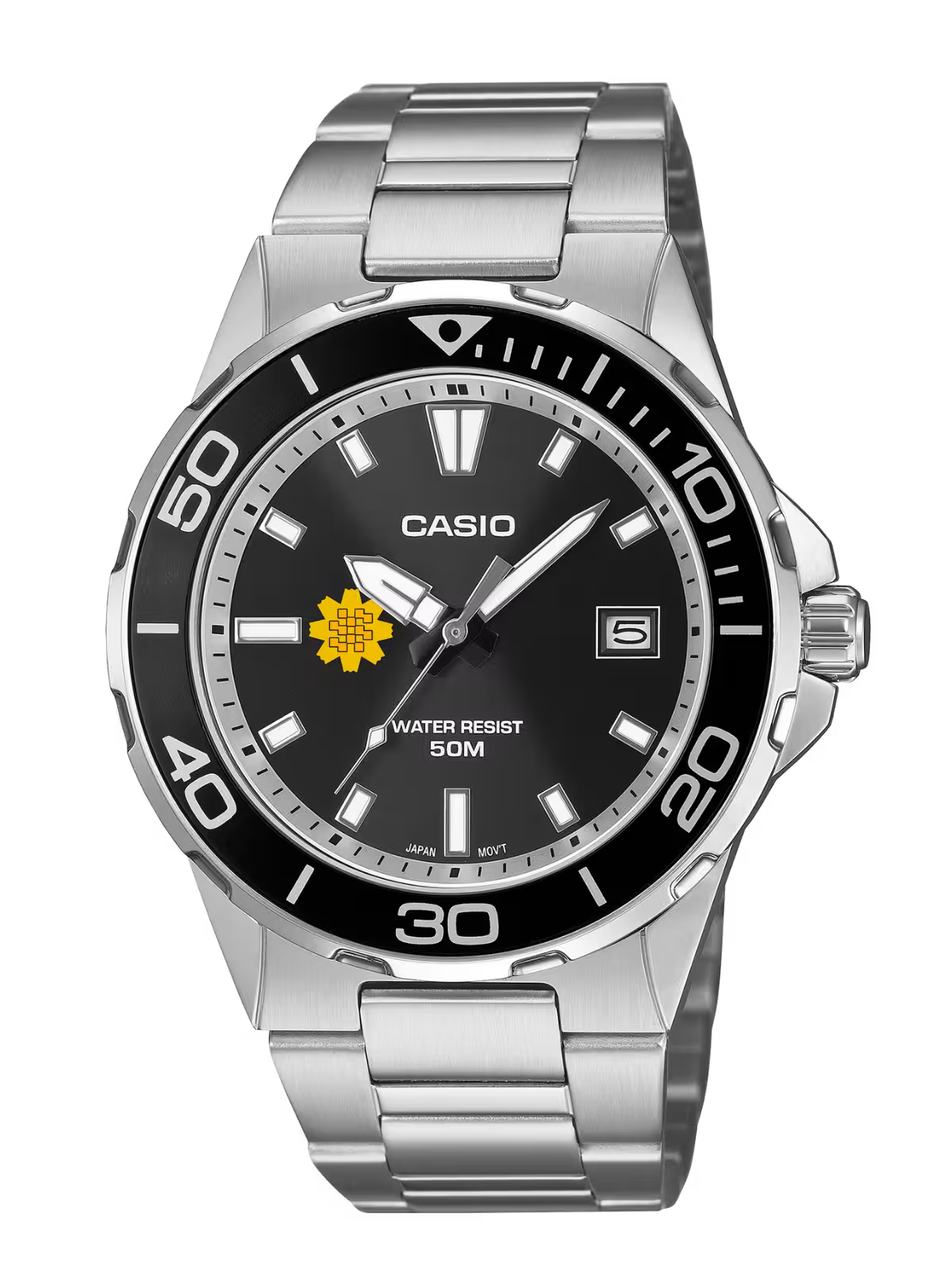 Casio Customized Al Arfaj Flower Edition Silver Watch- MTD-145D-1AVDF