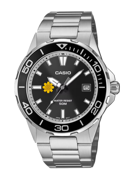 Casio Customized Al Arfaj Flower Edition Silver Watch- MTD-145D-1AVDF