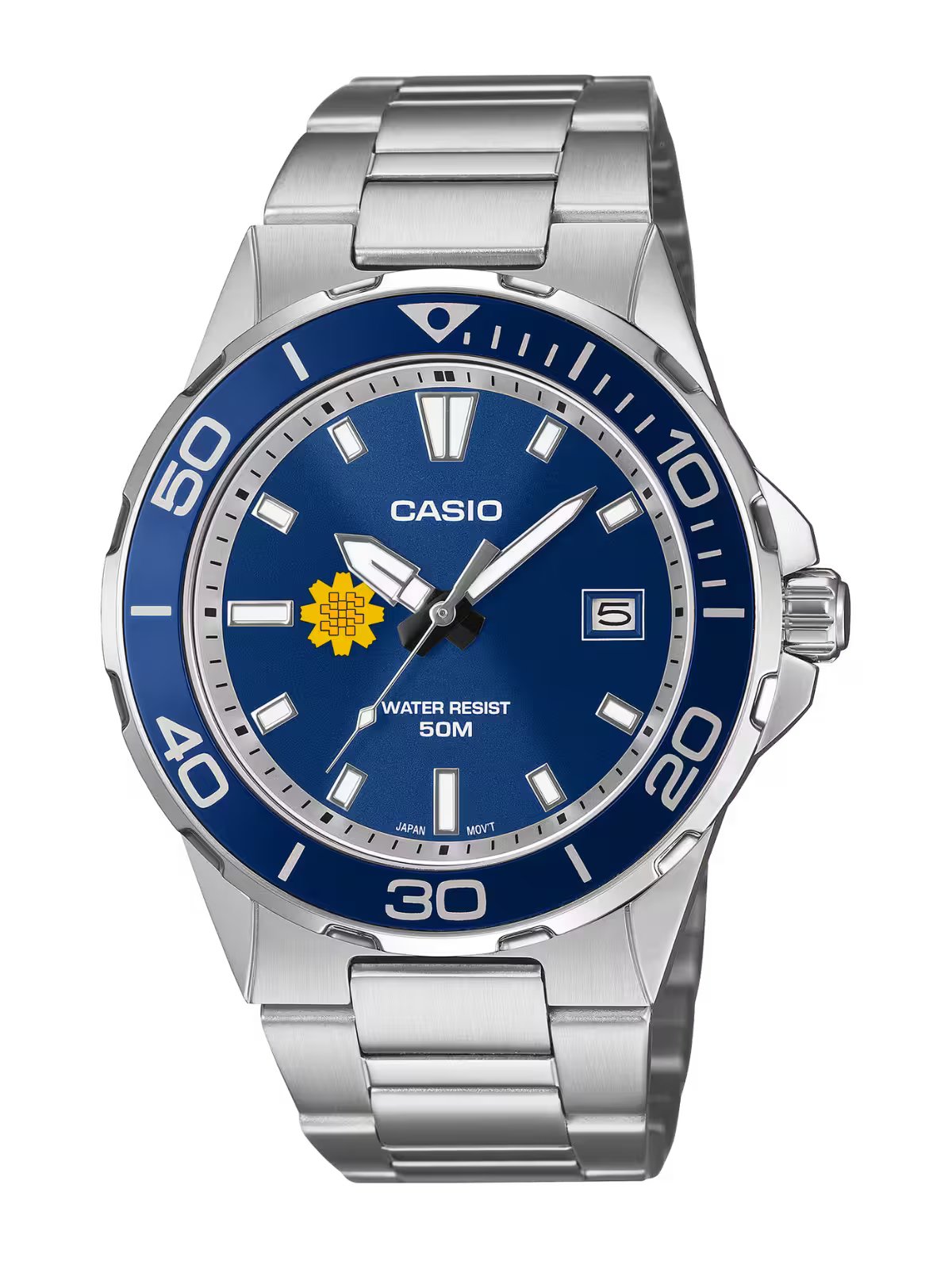 Casio Customized Al Arfaj Flower Edition Silver Watch- MTD-B145D-2AVDF