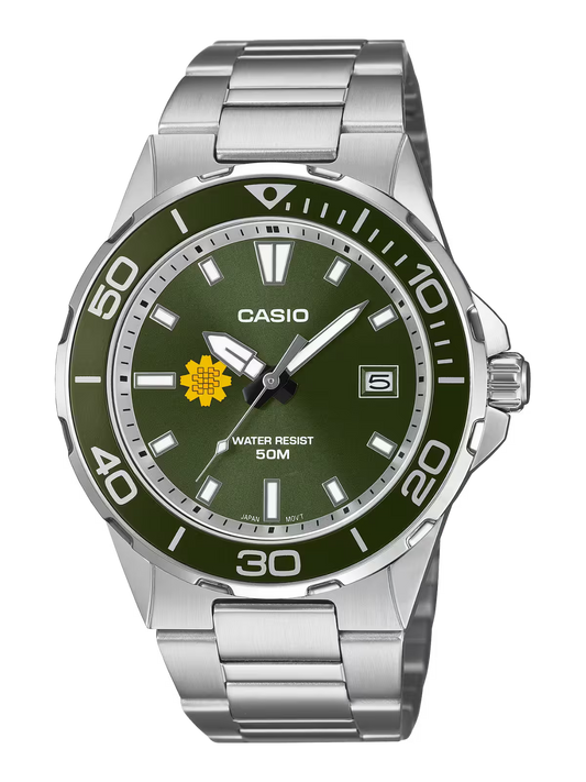 Casio Customized Al Arfaj Flower Edition Silver Watch- MTD-145D-3AVDF