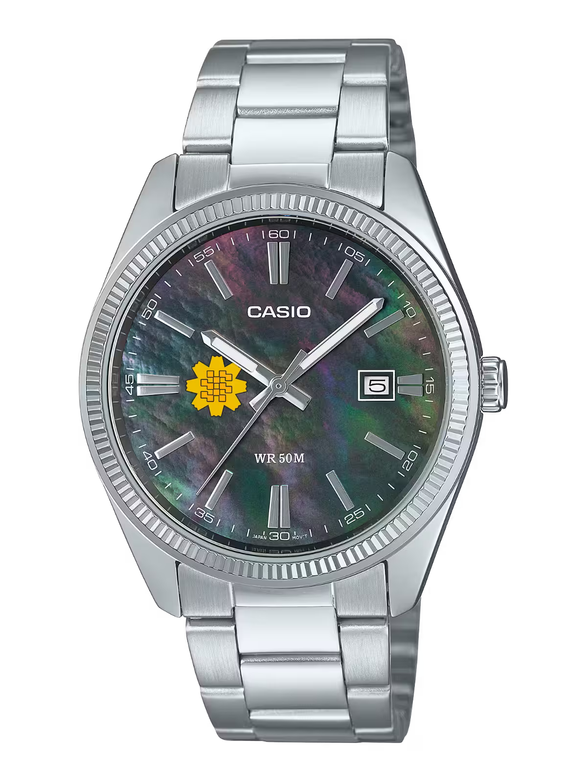 Casio Customized Al Arfaj Flower Edition Silver Watch- MTP-1302DS-1AV