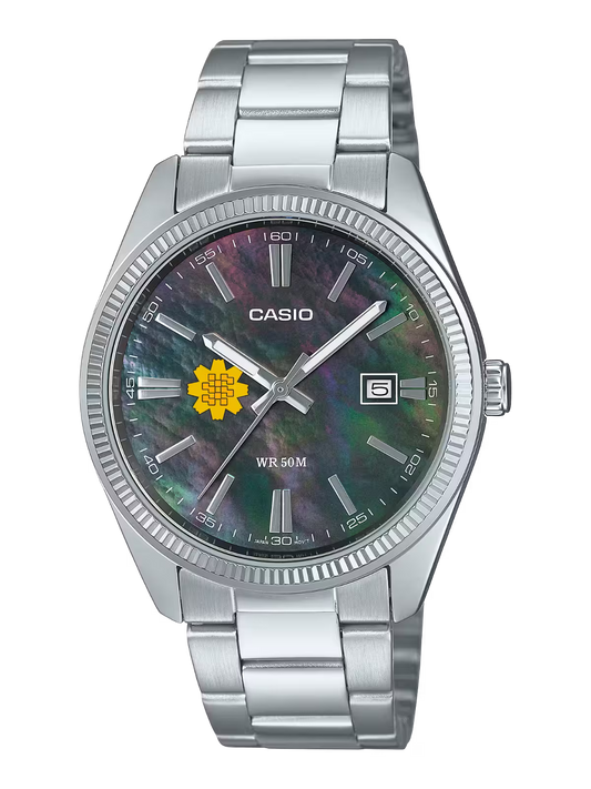 Casio Customized Al Arfaj Flower Edition Silver Watch- MTP-1302DS-1AV