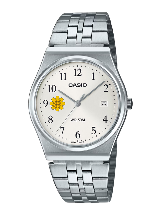 Casio Customized Al Arfaj Flower Edition Silver Watch- MTP-B145D-7BV