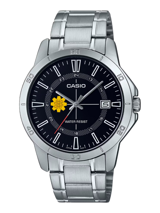 Casio Customized Al Arfaj Flower Edition Silver Watch- MTP-V004D-1CV