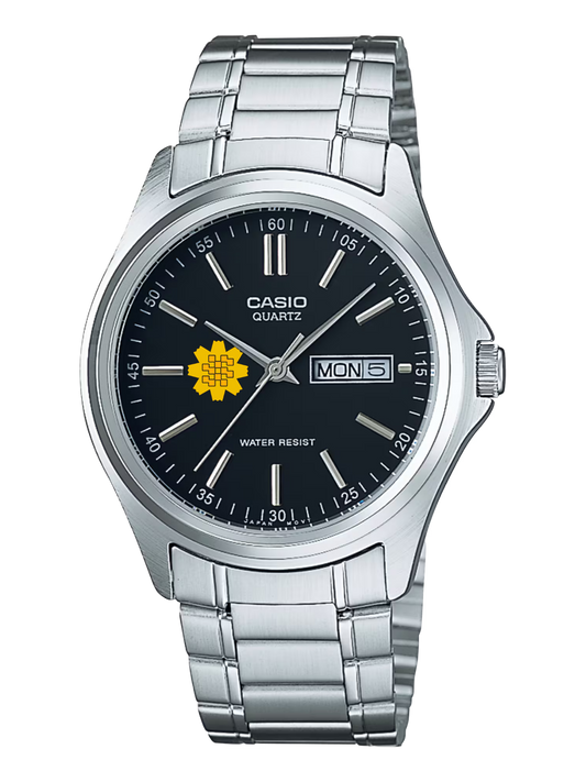 Casio Customized Al Arfaj Flower Edition Black Watch- MTP-1239D-1AVDF