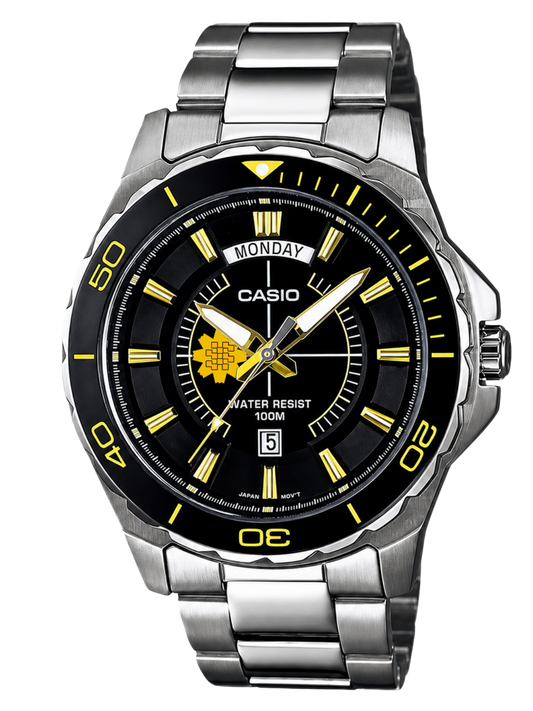 Casio Customized Al Arfaj Flower Edition Black Watch- MTD-1076D-1A9V