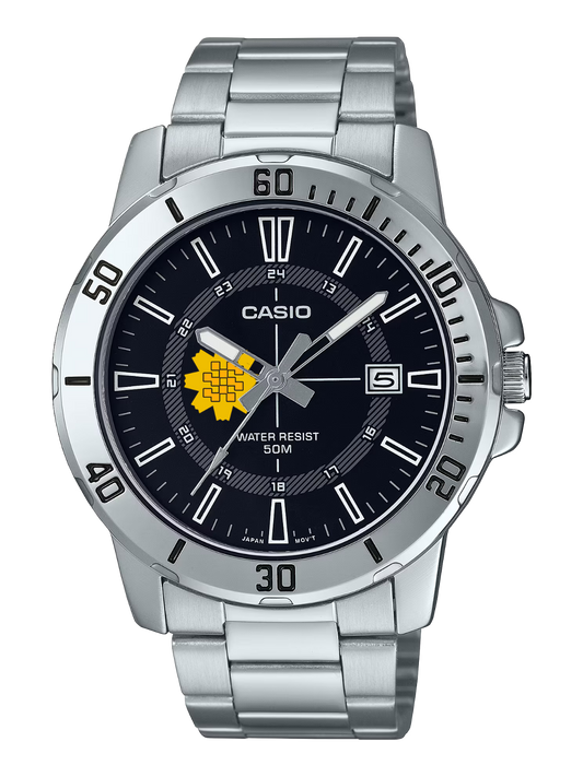 Casio Customized Al Arfaj Flower Edition Silver Watch- MTP-VD01D-1CV