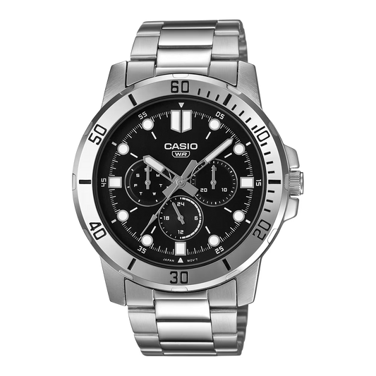 ساعة كاسيو MTP-VD300D-1EUDF بسوار ستانلس ستيل ولون أسود