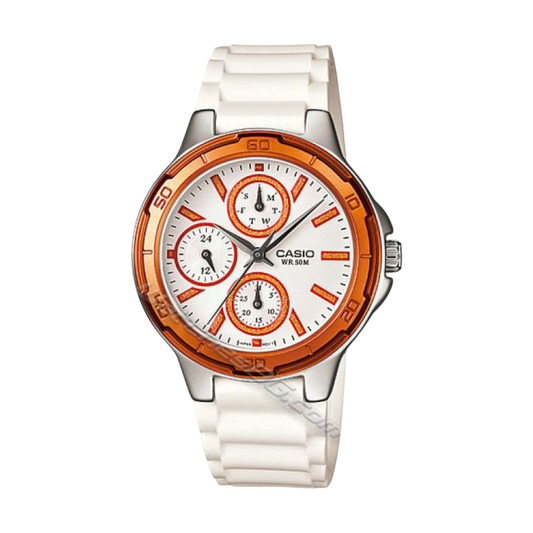 Casio White Analog Watch with Rose Gold Case and Water Resistance LTP-1326-4A2