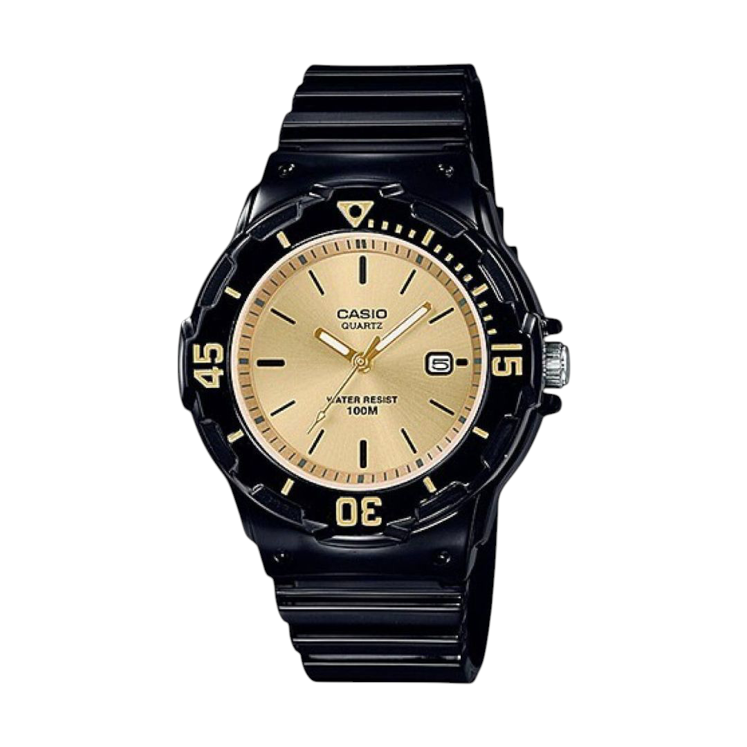 Casio Black Analog Watch with Golden Dial with Water Resistance LRW-200H-9E