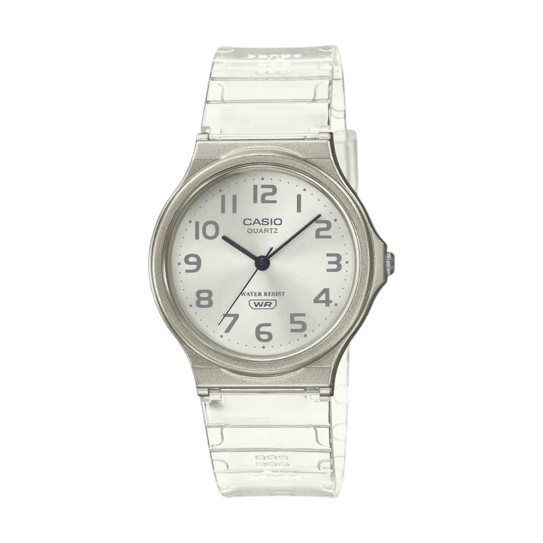 Casio Silver Analog Watch with White Dial MQ-24S-7B
